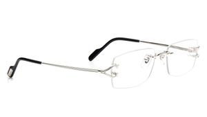 Image 2 of Silver Rectangle Eyeglasses for Men from Cartier Available at Titan Eye+