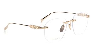 Image 2 of Gold Rectangle Eyeglasses for Women from Gucci Available at Titan Eye+