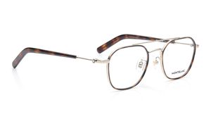 Image 2 of Gold Geometric Eyeglasses for Men from Montblanc Available at Titan Eye+