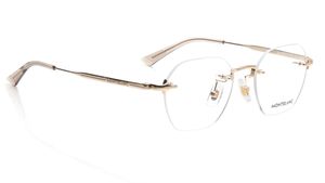 Image 2 of Gold Round Eyeglasses for Men from Montblanc Available at Titan Eye+