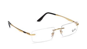 Image 2 of Gold Rectangle Rimless Eyeglasses for Men and Women from Rayban Available at Titan Eye+