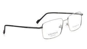 Image 2 of Silver Rectangle Eyeglasses for Men from Stepper Available at Titan Eye+