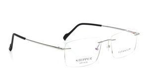 Image 2 of Silver Rectangle Rimless Eyeglasses for Men from Stepper Available at Titan Eye+