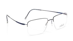 Image 2 of Blue Rectangle Semi-rimmed Eyeglasses for Men and Women from Silhouette Available at Titan Eye+