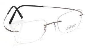 Image 2 of Gunmetal Rectangle Rimless Eyeglasses for Men and Women from Silhouette Available at Titan Eye+
