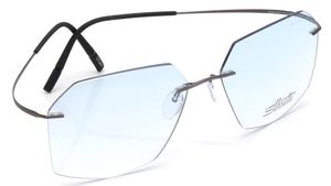 Image 2 of Gunmetal Hexagon Rimless Eyeglasses for Men from Silhouette Available at Titan Eye+