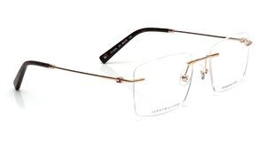 Image 2 of Gold Rectangle Eyeglasses for Men and Women from Tommy Hilfiger Available at Titan Eye+