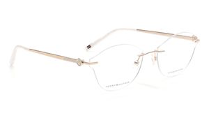 Image 2 of Gold Cateye Eyeglasses for Women from Tommy Hilfiger Available at Titan Eye+