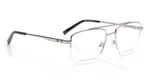 Image 2 of Silver Square Eyeglasses for Men from Tommy Hilfiger Available at Titan Eye+