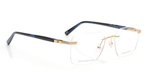 Image 2 of Gold Square Eyeglasses for Men from Tommy Hilfiger Available at Titan Eye+