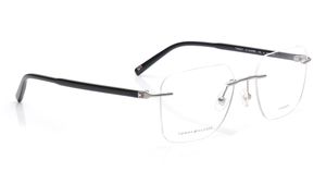 Image 2 of Gunmetal Rectangle Eyeglasses for Men from Tommy Hilfiger Available at Titan Eye+