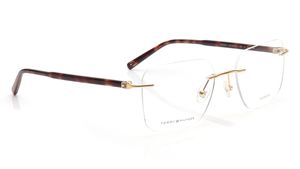 Image 2 of Gold Rectangle Eyeglasses for Men from Tommy Hilfiger Available at Titan Eye+
