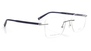 Image 2 of Gunmetal Rectangle Eyeglasses for Men from Tommy Hilfiger Available at Titan Eye+