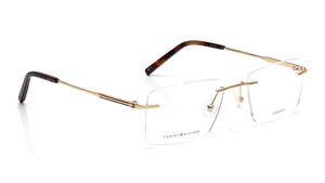 Image 2 of Gunmetal Rectangle Rimless Eyeglasses for Men and Women from Tommy Hilfiger Available at Titan Eye+