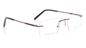 Image 2 of Brown Rectangle Eyeglasses for Men and Women from Tommy Hilfiger Available at Titan Eye+