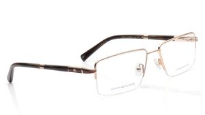 Image 2 of Gold Rectangle Eyeglasses for Men from Tommy Hilfiger Available at Titan Eye+