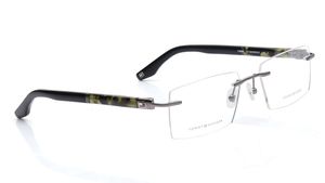 Image 2 of Gun Metal Square Eyeglasses for Men from Tommy Hilfiger Available at Titan Eye+