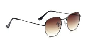 Image 2 of Brown Hexagon Sunglasses for Men and Women from Tees By Fastrack Available at Titan Eye+