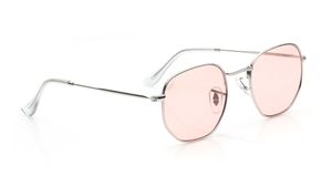 Image 2 of Pink Hexagon Sunglasses for Men and Women from Tees By Fastrack Available at Titan Eye+