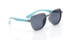 Image 2 of Grey Geometric Sunglasses for Kids from Dash Available at Titan Eye+