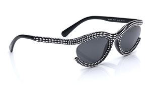 Image 2 of Black Oval Sunglasses for Women from Swarovski Available at Titan Eye+