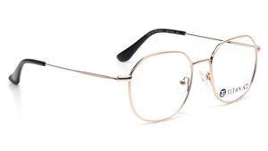 Image 2 of Gold Geometric Eyeglasses for Men and Women from Titan Available at Titan Eye+