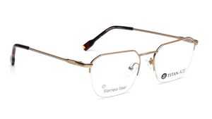 Image 2 of Gold Wayfarer Semi-rimmed Eyeglasses for Men from Titan Available at Titan Eye+