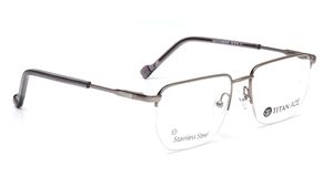 Image 2 of Gun Metal Geometric Eyeglasses for Men and Women from Titan Available at Titan Eye+