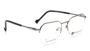 Image 2 of Gun Metal Geometric Eyeglasses for Men from Titan Available at Titan Eye+