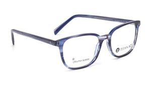 Image 2 of Blue Square Eyeglasses for Men from Titan Available at Titan Eye+