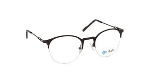Image 2 of Black Semi rimmed Unisex Eyeglasses (TA0070UHM01MBKV|50) from Titan Available at Titan Eye+