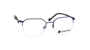 Image 2 of Geometric Blue Semi Rim Eyeglasses for Men from Titan Available at Titan Eye+