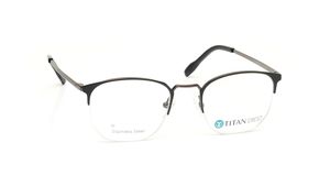 Image 2 of Black Semi-Rimmed Unisex Eyeglasses (TC1092UHM4MBRV|51) from Titan Available at Titan Eye+
