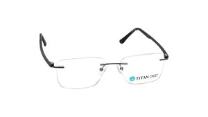Image 2 of Square Rimless Unisex Eyeglasses (TC1097URC2MGNV|53) from Titan Available at Titan Eye+