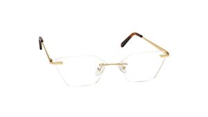 Image 2 of Gold Square Rimless Eyeglasses(TC1105WRM1MGLV) from Fastrack Available at Titan Eye+