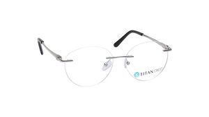 Image 2 of Silver Round Rimless Eyeglasses for Men and Women from Titan Available at Titan Eye+