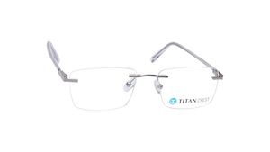 Image 2 of Gun Metal Rectangle Rimless Eyeglasses for Men and Women from Titan Available at Titan Eye+