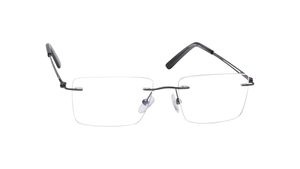 Image 2 of Gun Metal Rectangle Rimless Eyeglasses for Men and Women from Titan Available at Titan Eye+