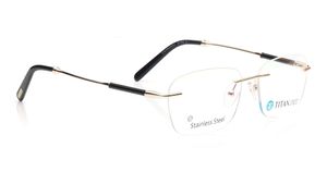 Image 2 of Gold Rectangle Eyeglasses for Women from Titan Available at Titan Eye+