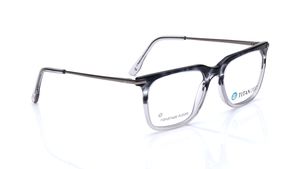 Image 2 of Grey Square Eyeglasses for Men from Titan Available at Titan Eye+