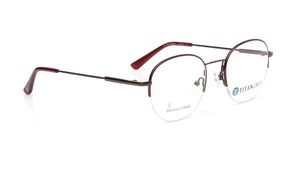 Image 2 of Brown Round Semi-Rimmed Eyeglasses for Men and Women from Titan Available at Titan Eye+