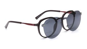 Image 2 of Burgundy Geometric Eyeglasses with Clip-On for Men and Women from Titan Available at Titan Eye+