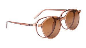 Image 2 of Brown Geometric Eyeglasses with Clip-On for Men and Women from Titan Available at Titan Eye+
