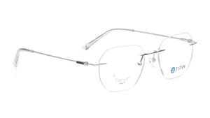 Image 2 of Silver Geometric Eyeglasses for Men and Women from Titan Available at Titan Eye+
