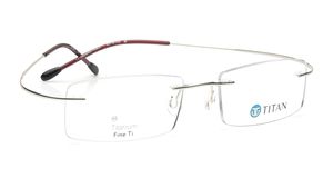 Image 2 of Silver rectangle Eyeglasses for Men from Titan Available at Titan Eye+