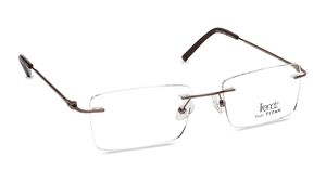 Image 2 of Copper Rectangle Rimless Eyeglasses for Men from Titan Available at Titan Eye+