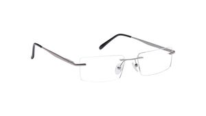 Image 2 of Grey Rectangle Rimless Eyeglasses for Men from Titan Available at Titan Eye+