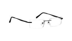 Image 2 of Black Rectangle Rimless Eyeglasses for Men from Titan Available at Titan Eye+