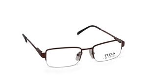 Image 2 of Bronze Rectangle Semi-Rimmed Eyeglasses (E1356A1A1BL|48) from Titan Available at Titan Eye+