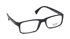 Image 2 of Black Rectangle Rimmed Eyeglasses (E1391B1A1|50) from Titan Available at Titan Eye+